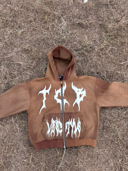 "PREORDER" Washed Brown Symbiote Zip Up