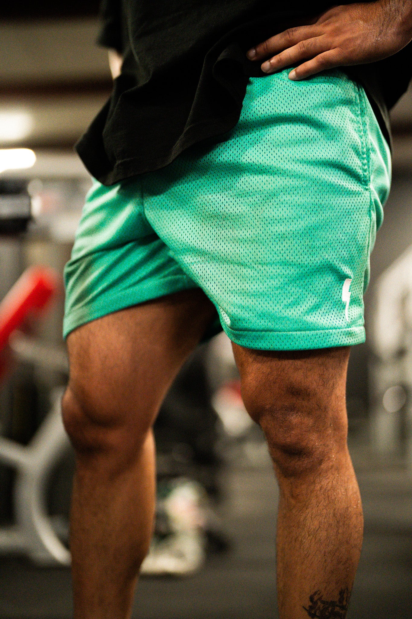TURQUOISE BOLT MESH SHORTS
